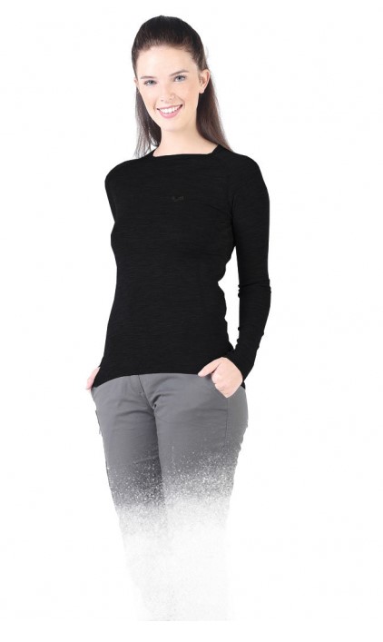 merino aliza negru Bluza tehnica dama din lana merino